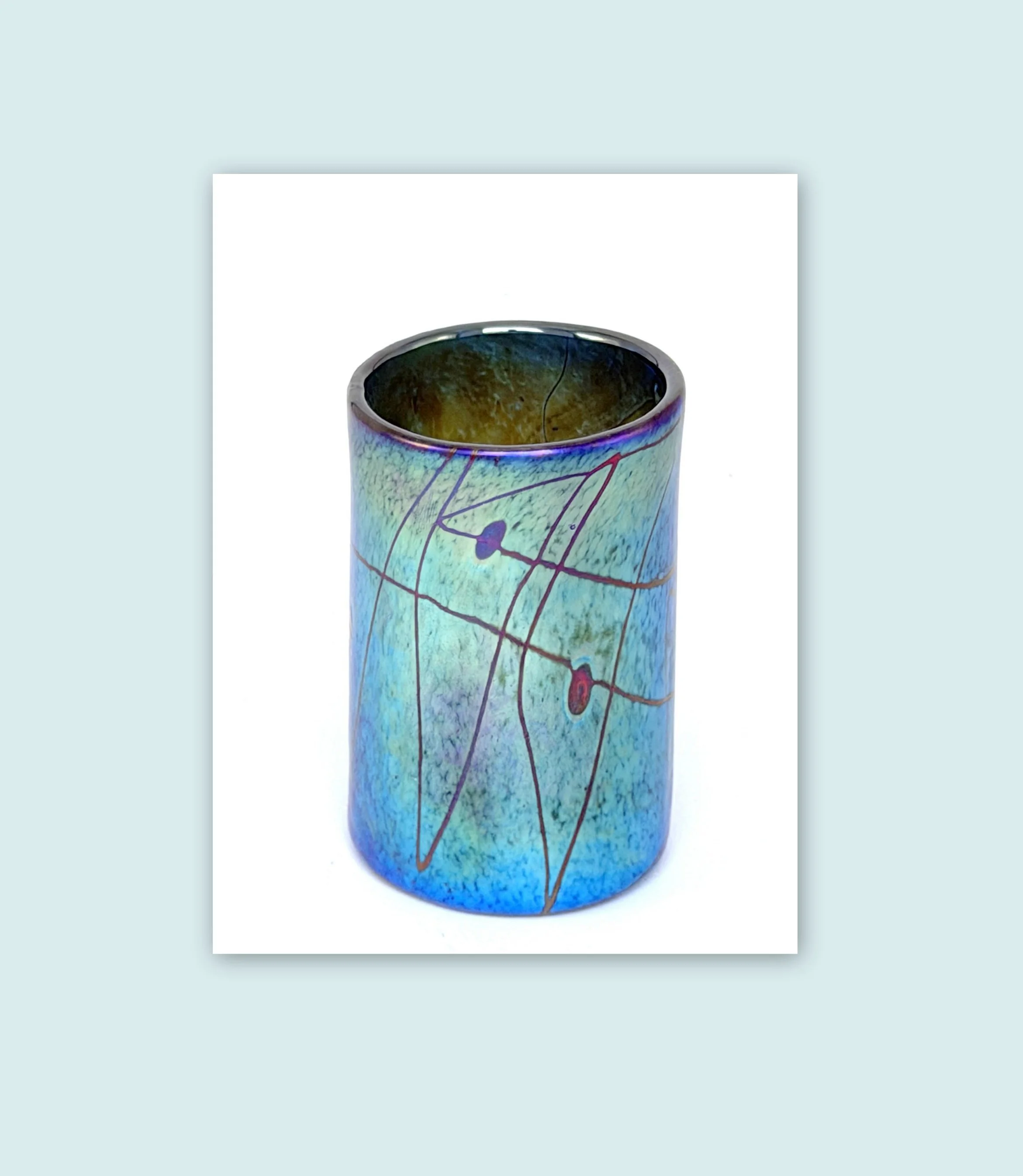 Blue Drinking Glass with Millifiore Design.