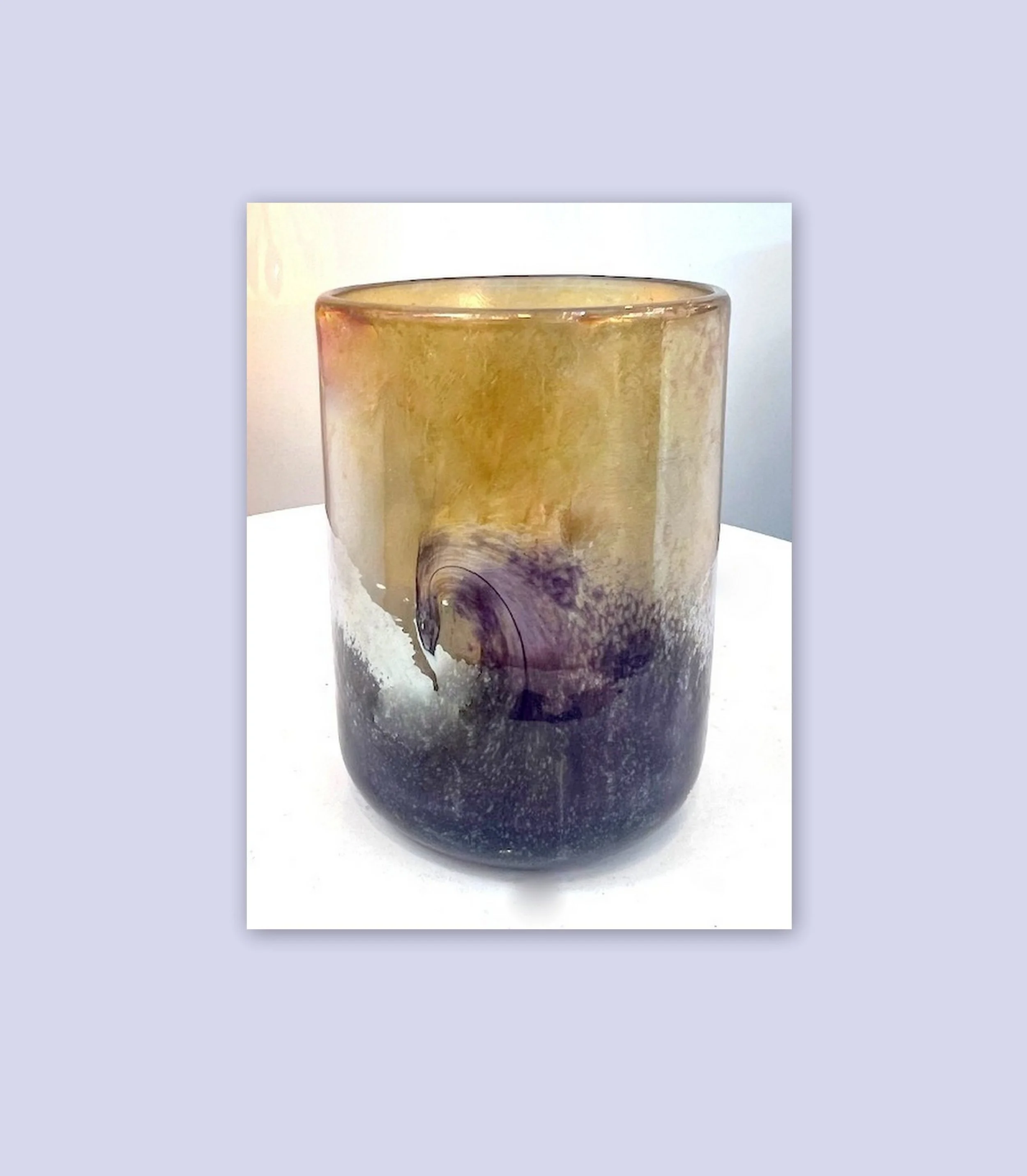 Gold Drinking Glass with Purple Santa Barbara Wave Design