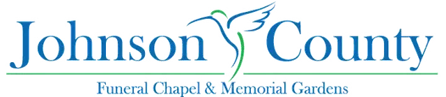 Johnson County logo with a stylized leaf and the text "Johnson County" and "Touch, Feel & Memorial Gardens" underneath.