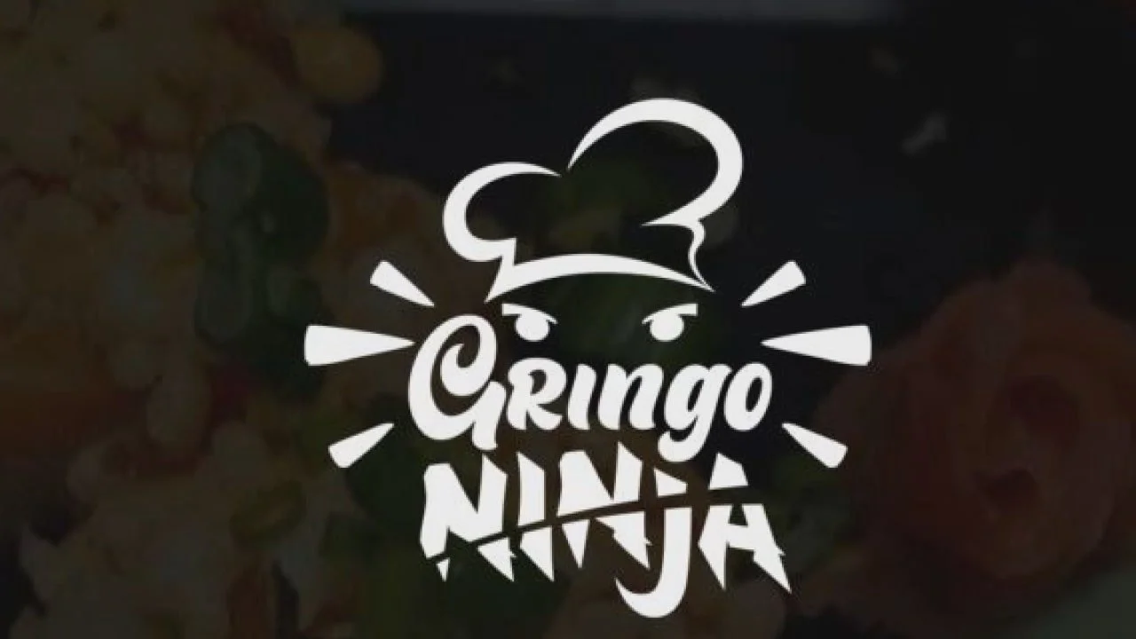 Logo for Gringo Ninja featuring a ninja face wearing a chef's hat.