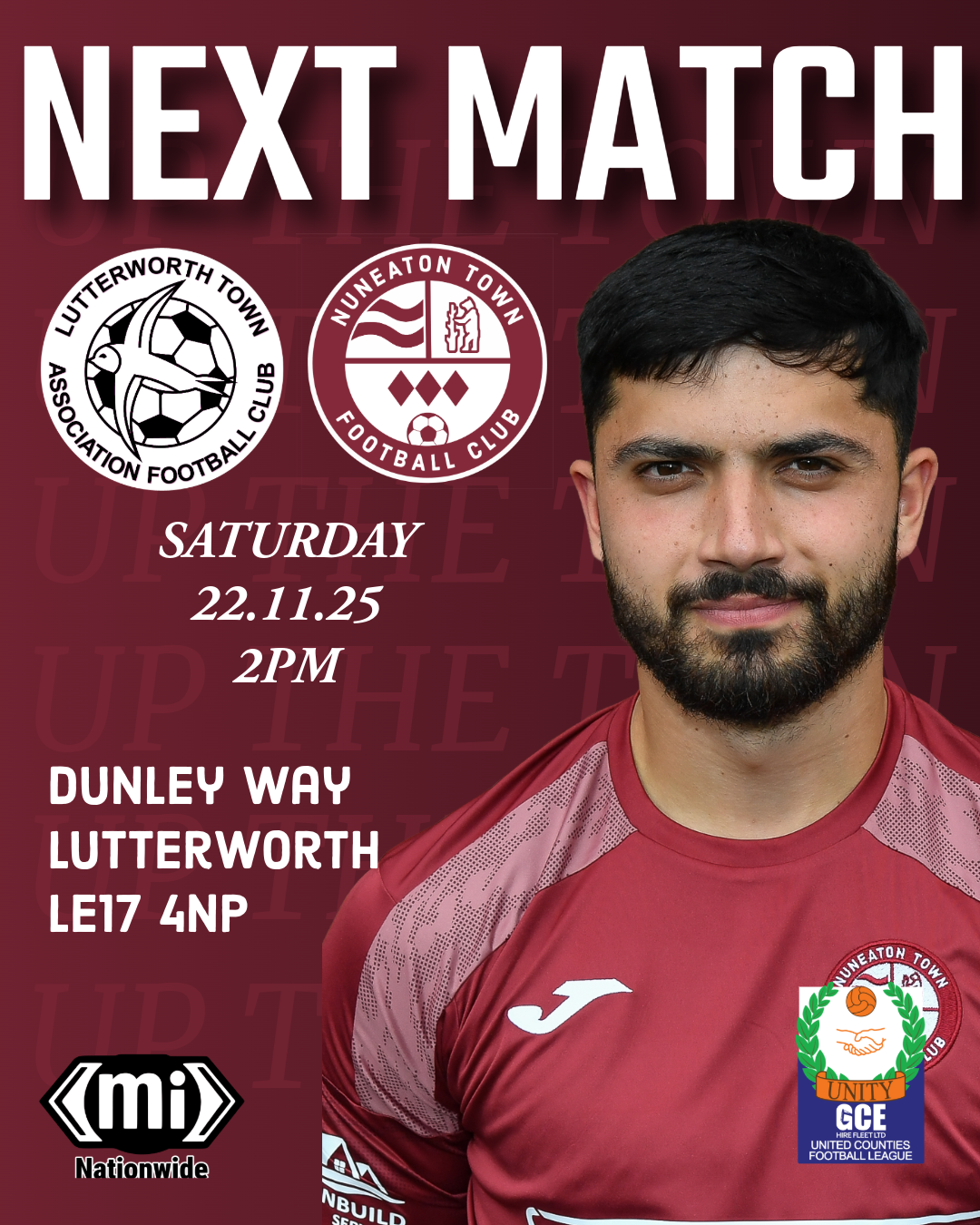 Match Preview: Lutterworth Town (A), Sat 22nd Nov, 2pm