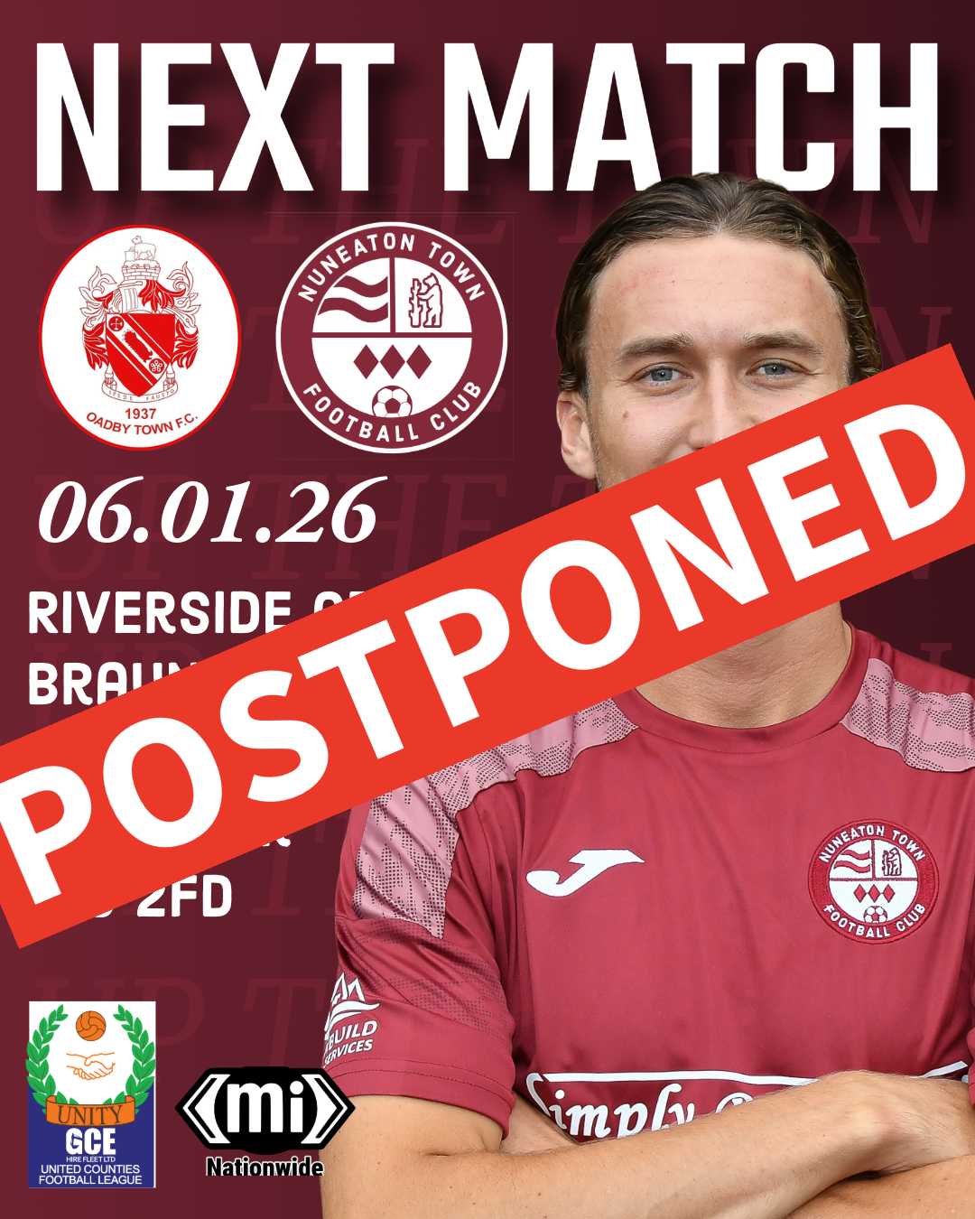GNG OADBY TOWN (A) - Tues 6th Jan - Postponed
