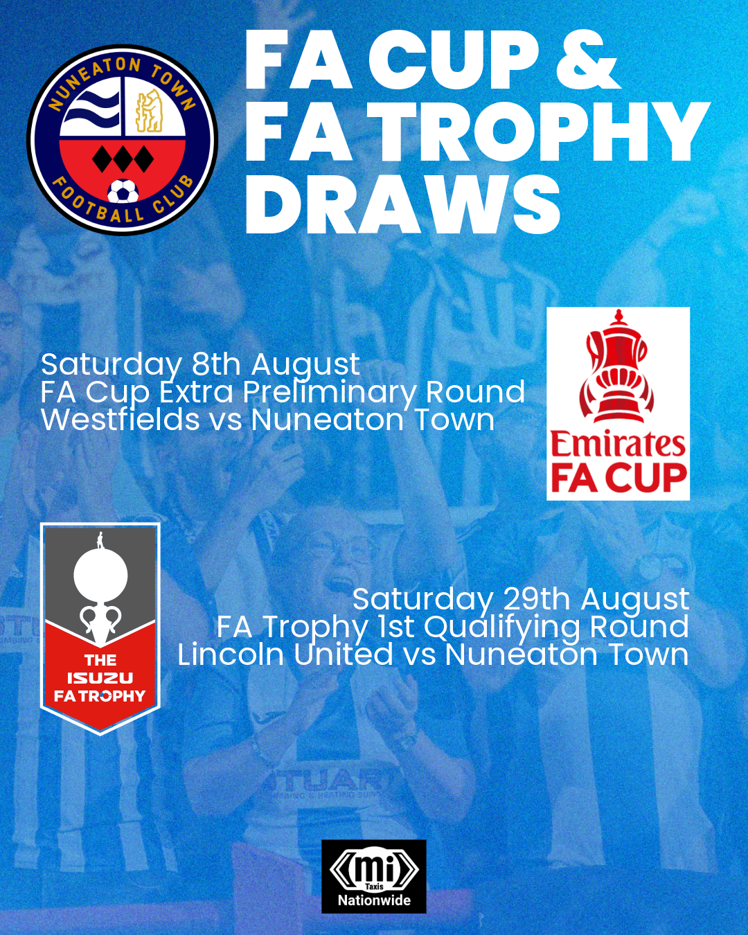 The Emirates FA Cup and Isuzu FA Trophy draws made.