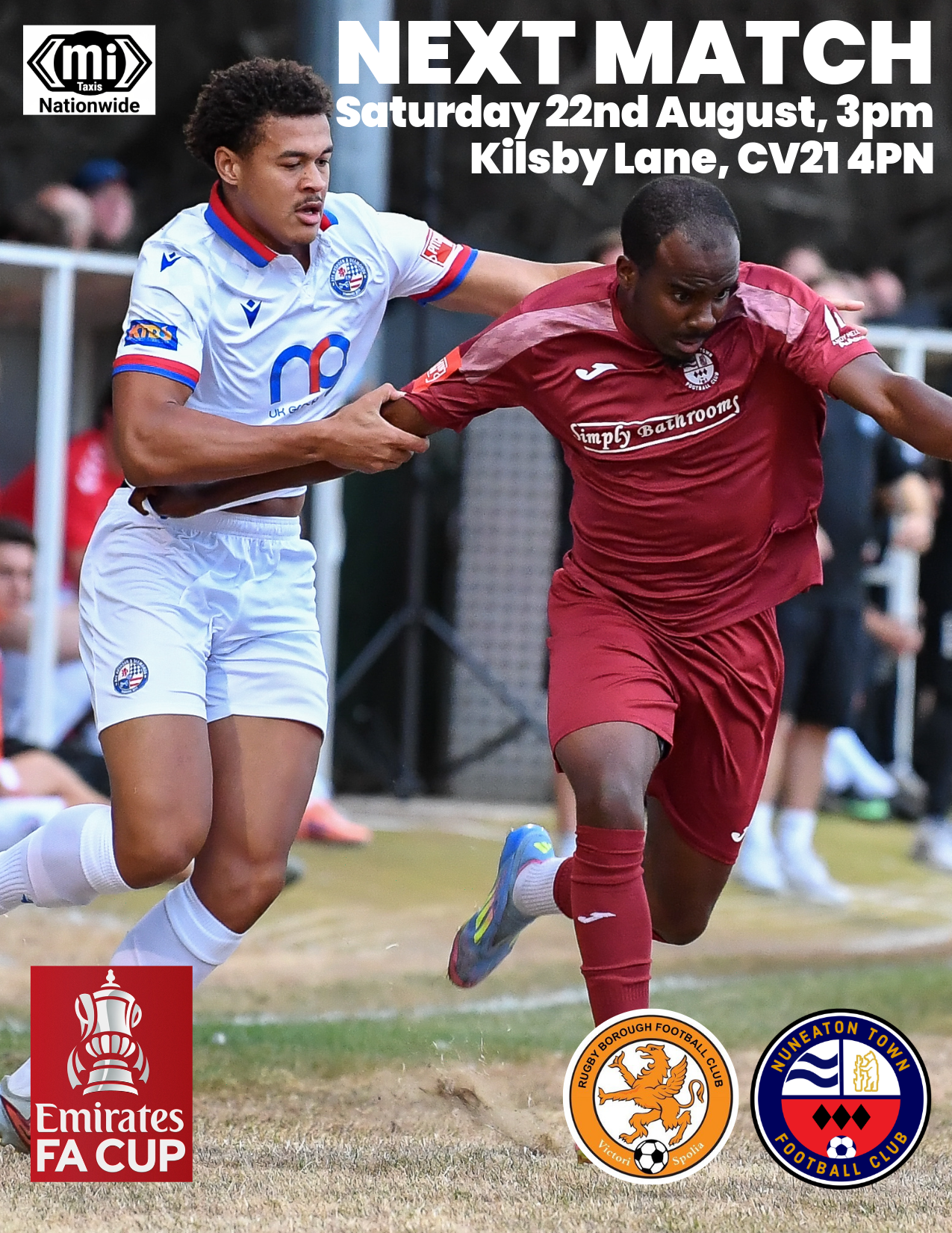 Match Preview: Rugby Borough (A - FA Cup), Sat 22nd Aug, 3pm