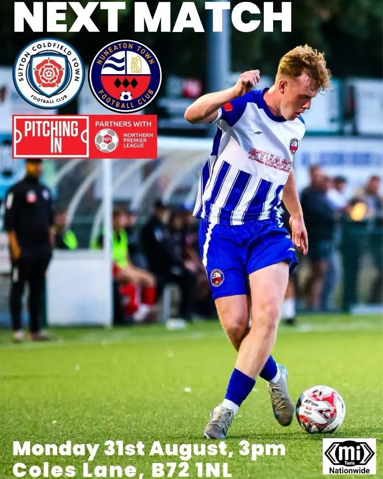 MATCH PREVIEW: SUTTON COLDFIELD TOWN (AWAY), MONDAY 31ST AUGUST, 3PM