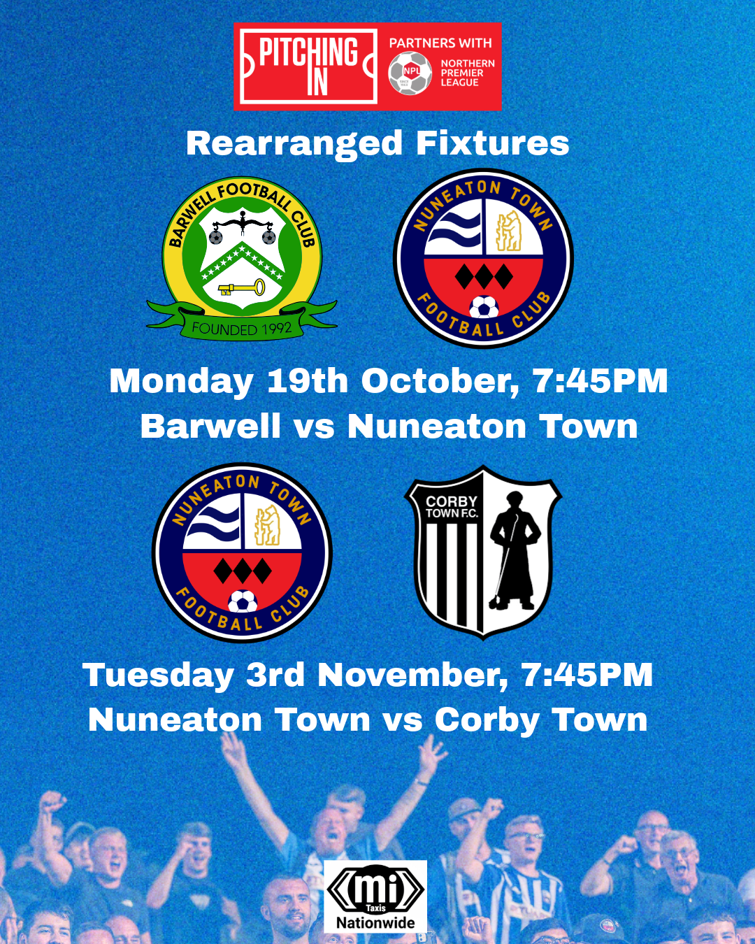 Barwell &amp; Corby Fixtures Rearranged
