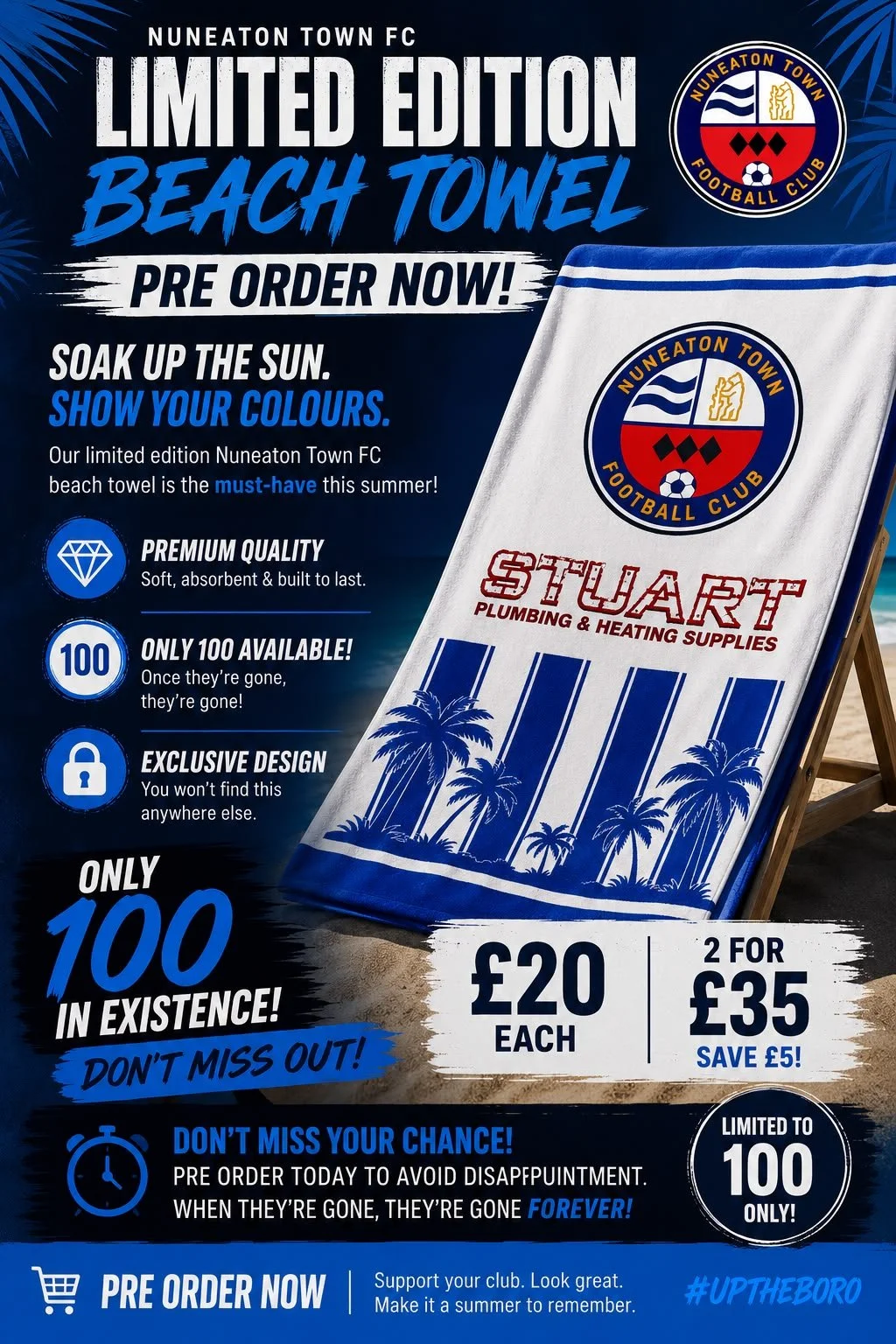 Nuneaton Town FC Limited Edition Beach Towel