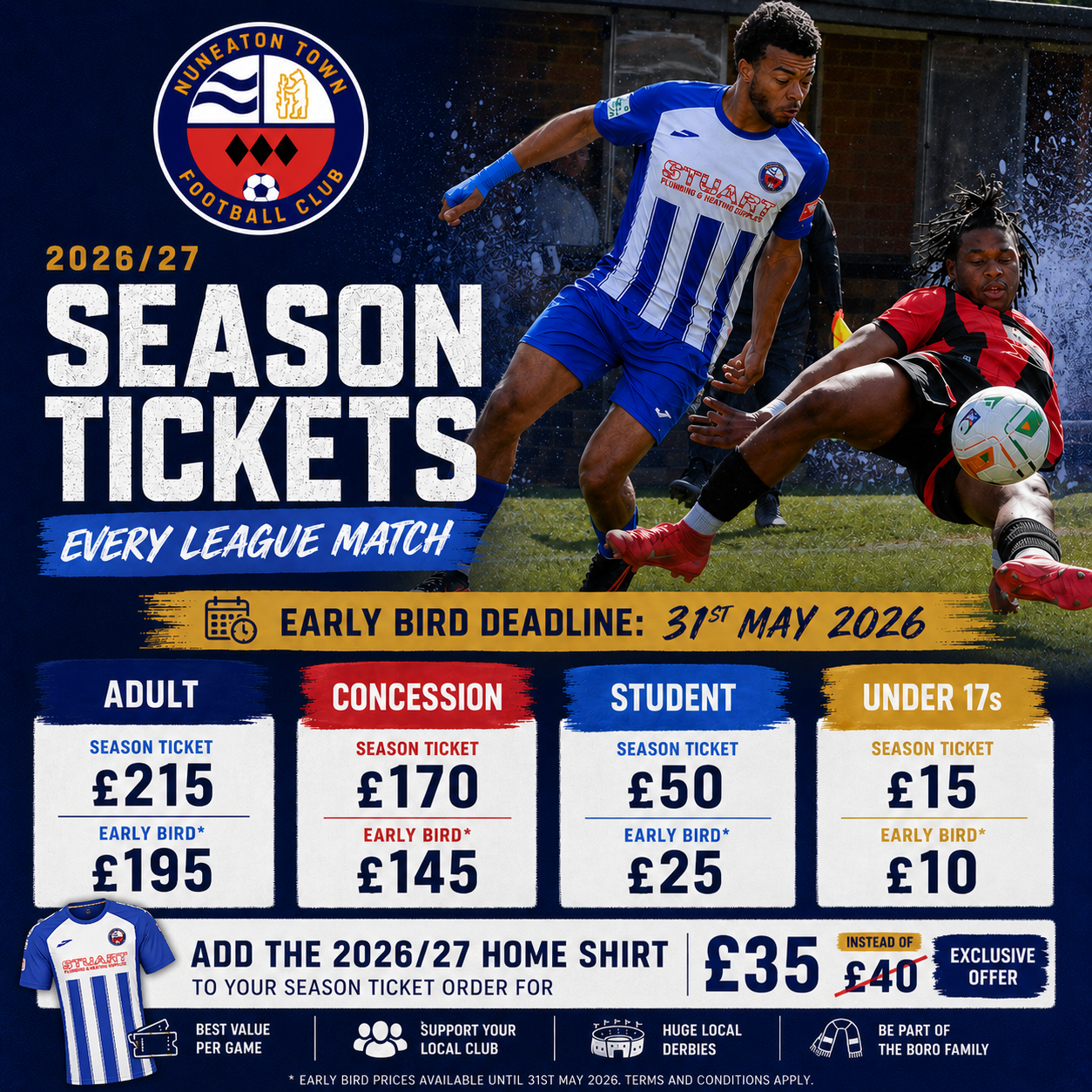 Nuneaton Town FC Launches 2026/27 Season Tickets following Back-to-Back Promotions