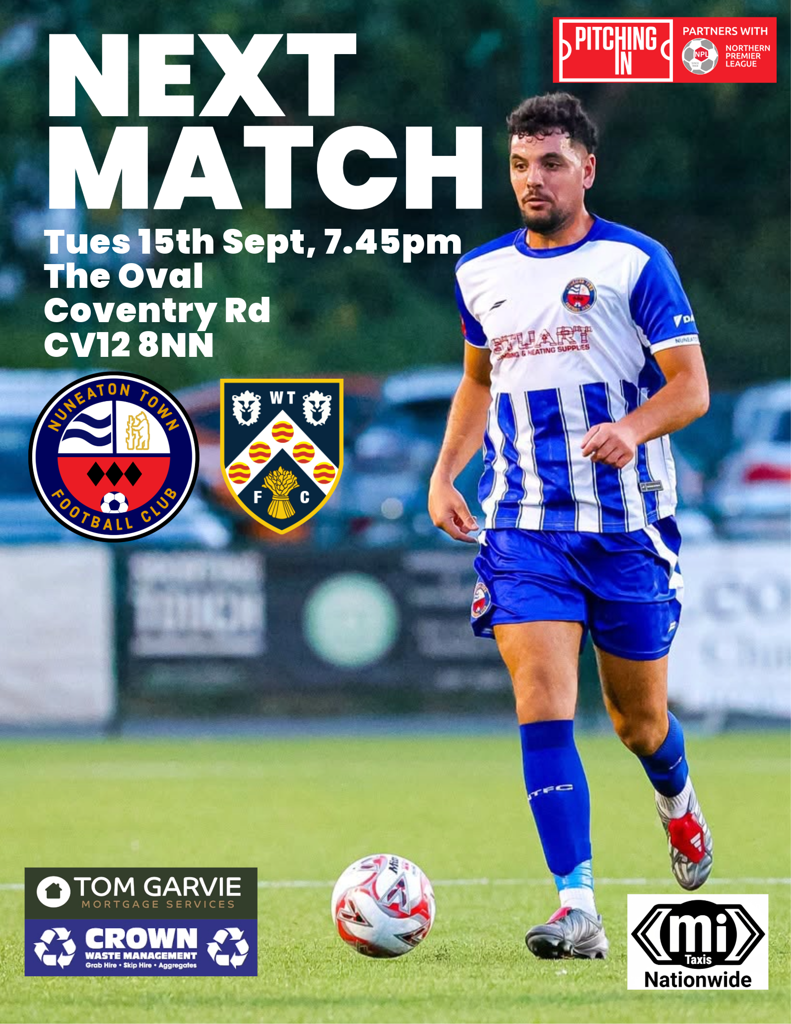 Match Preview: Wellingborough Town (H), Tues 15th Sept, 7.45PM