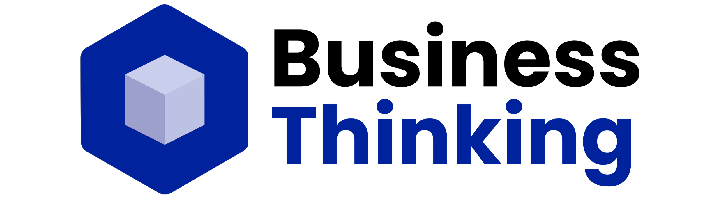 Logo with a blue hexagon, white cube inside, and the word 'Thinking' in bold blue letters.