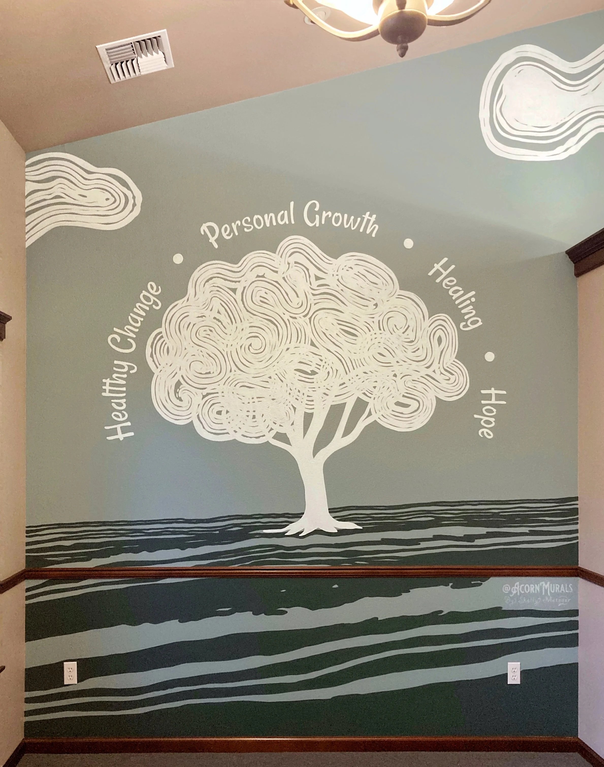 Contemporary mural by Shelly Metzger Acorn Murals for healthcare waiting room
