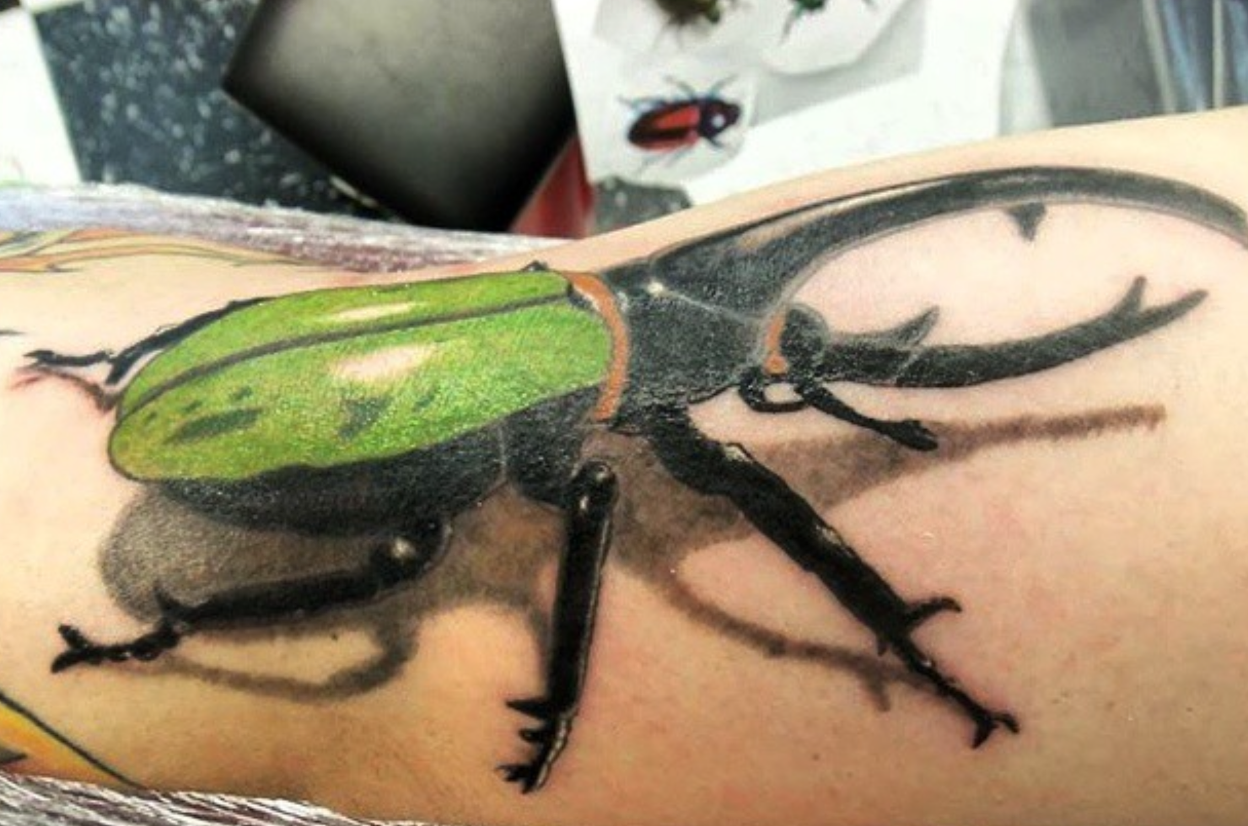full color beetle tattoo