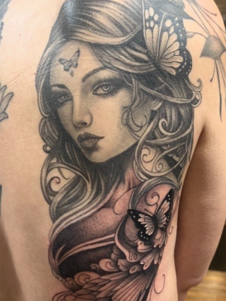 realistic fairy tattoo with butterflies