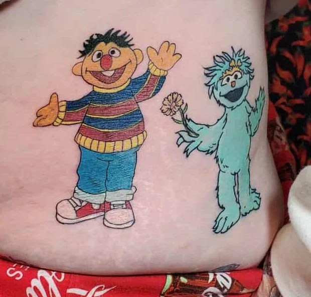 Sesame street tattoo done by a Redding tattoo artist