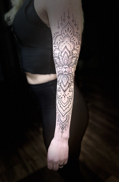 mandala style tattoo sleeve 