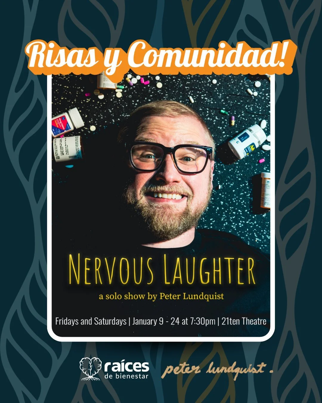 Want to do something fun this weekend? We are honored to announce a special collaboration with Portland comedian Peter Lundquist for his debut solo show, Nervous Laughter.

Because Peter believes in the power of community-rooted support, 15% of all t