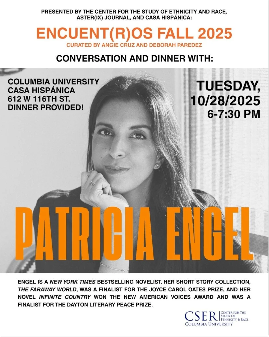 Happening THIS Tuesday, 10/28 @ 6pm in Casa Hisp&aacute;nica! 
New York Times bestselling novelist and Dayton Literary Peace Prize finalist Patricia Engel is the penultimate author in the Encuent(r)os series!🔥 Come this Tuesday for a fantastic conve