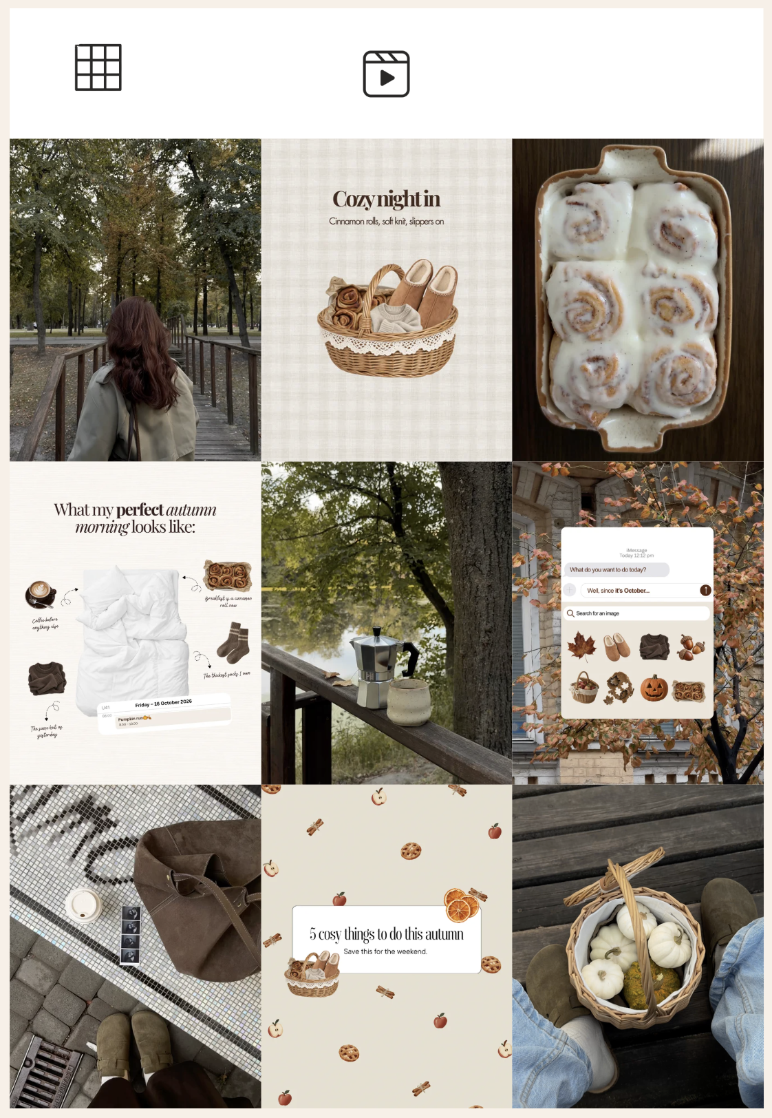 Cozy autumn Instagram feed made with Canva templates
