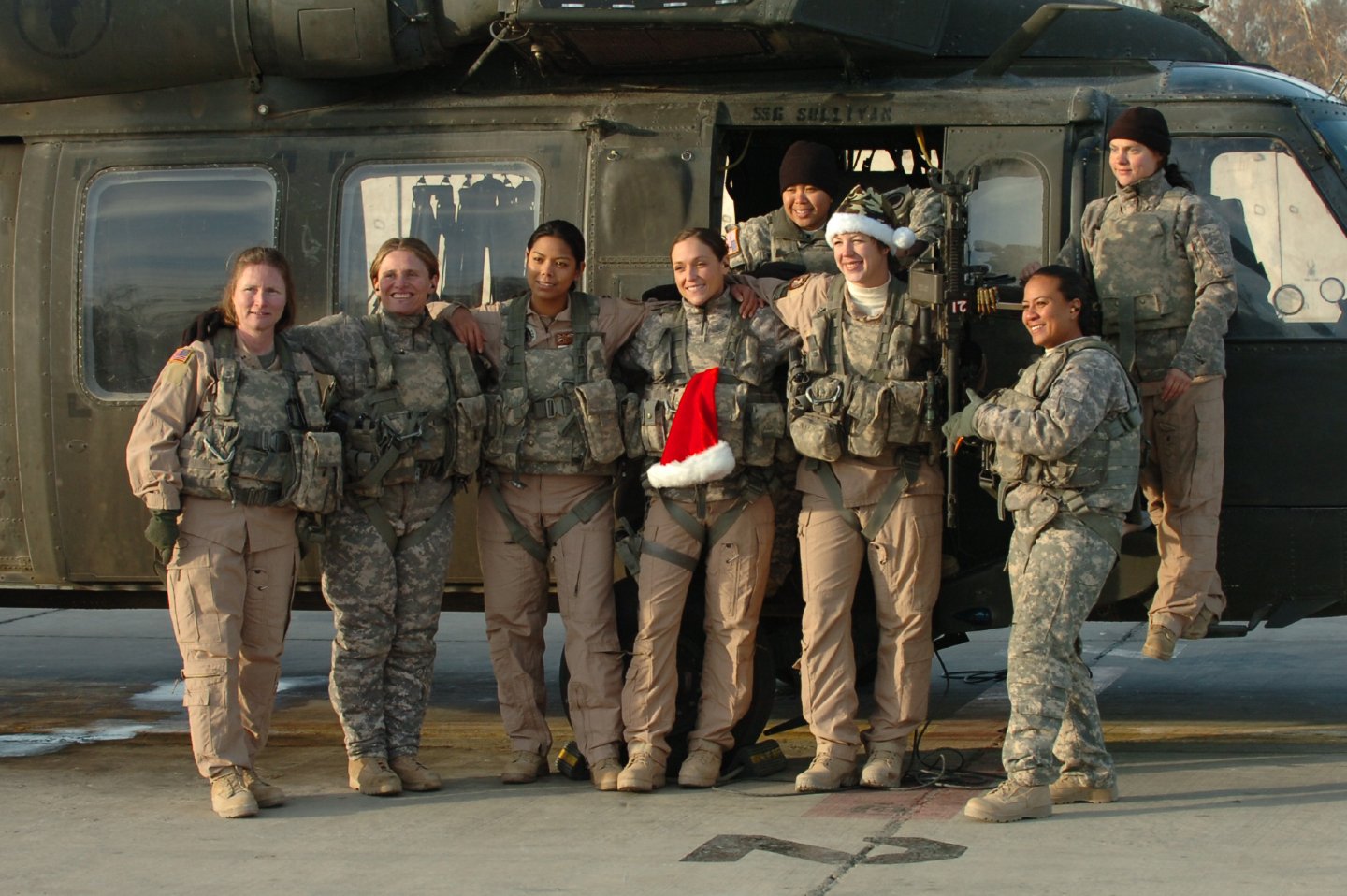 Happy Women's Veterans Day to our brave female service members, who chose to defend our nation!
---
The two female Black Hawk crews stand after returning from their Christmas Day mission. Hawaii, Washington, and Minnesota are all represented in the 2