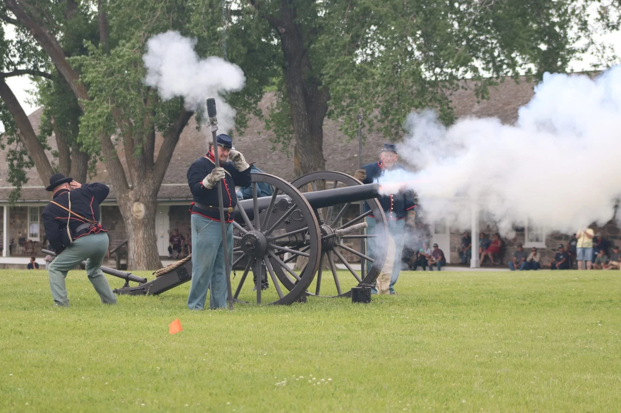 Civil War Reinactors demonstrating cannon firing