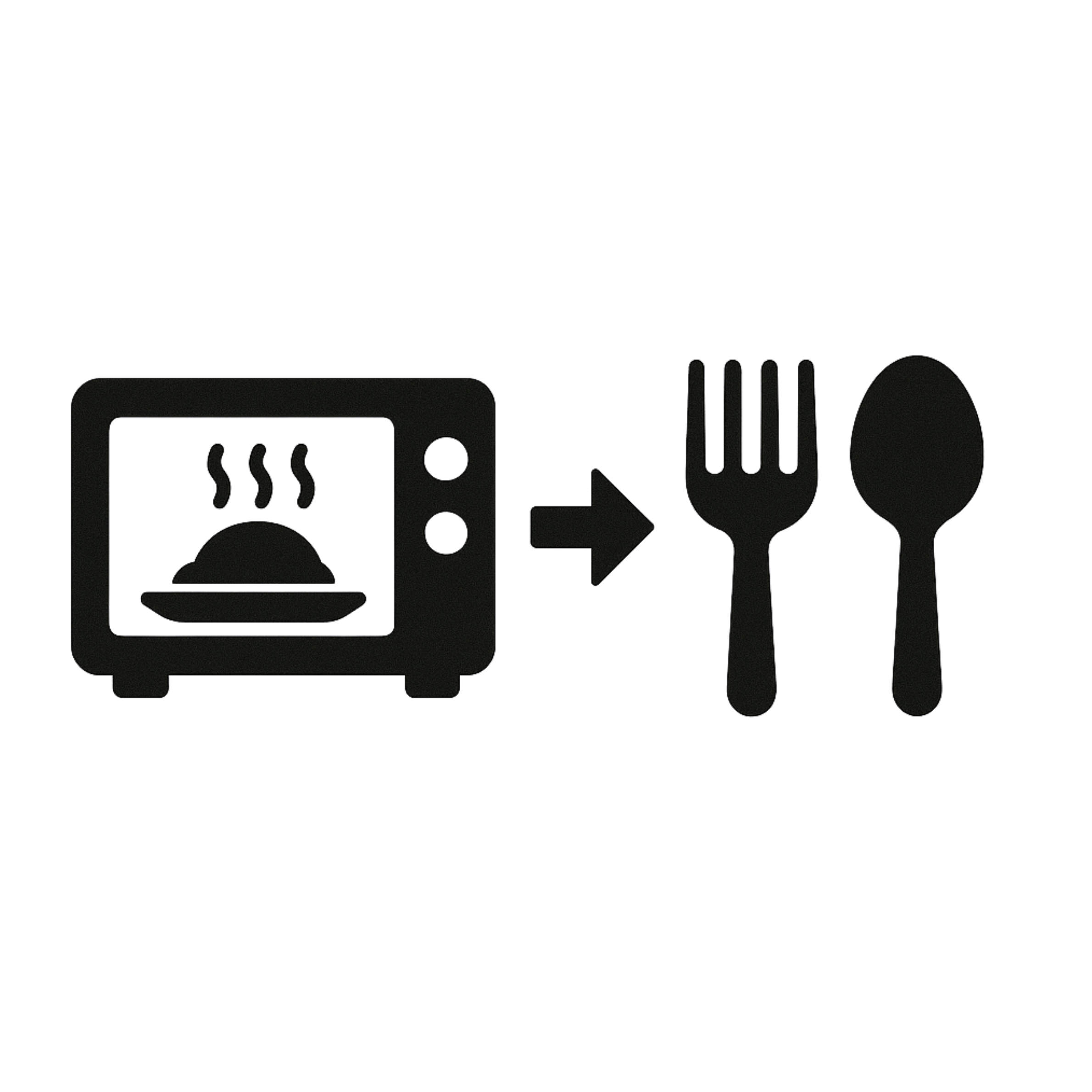 Icon representing heat-and-eat convenience for prepared meals
