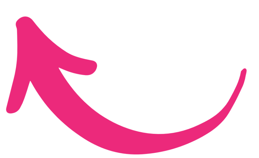 Pink arrow curving downward with a sharp angle at the top left.