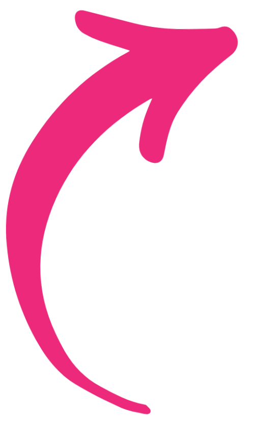 A pink arrow pointing upward with a curved tail, on a black background.