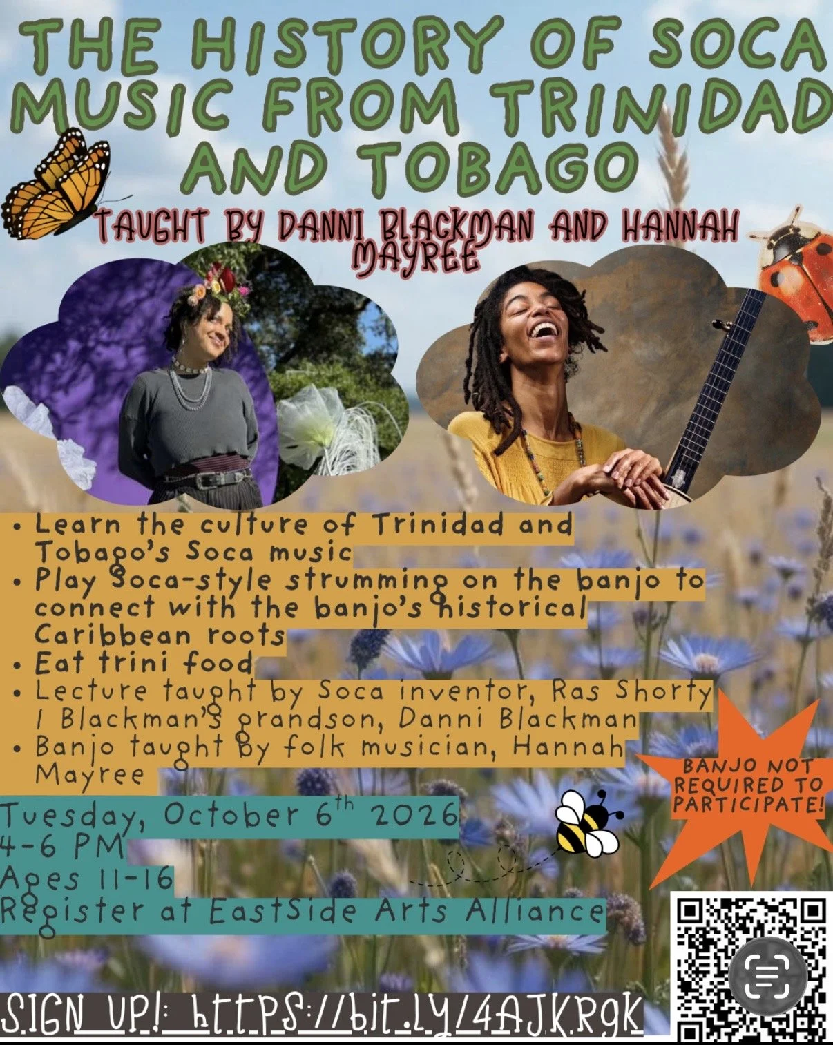 EastSide Youth Programs + Black Banjo Reclamation Project: The History of Soca Music from Trinidad &amp; Tobago w/ Danni Blackman + Hannah Mayree