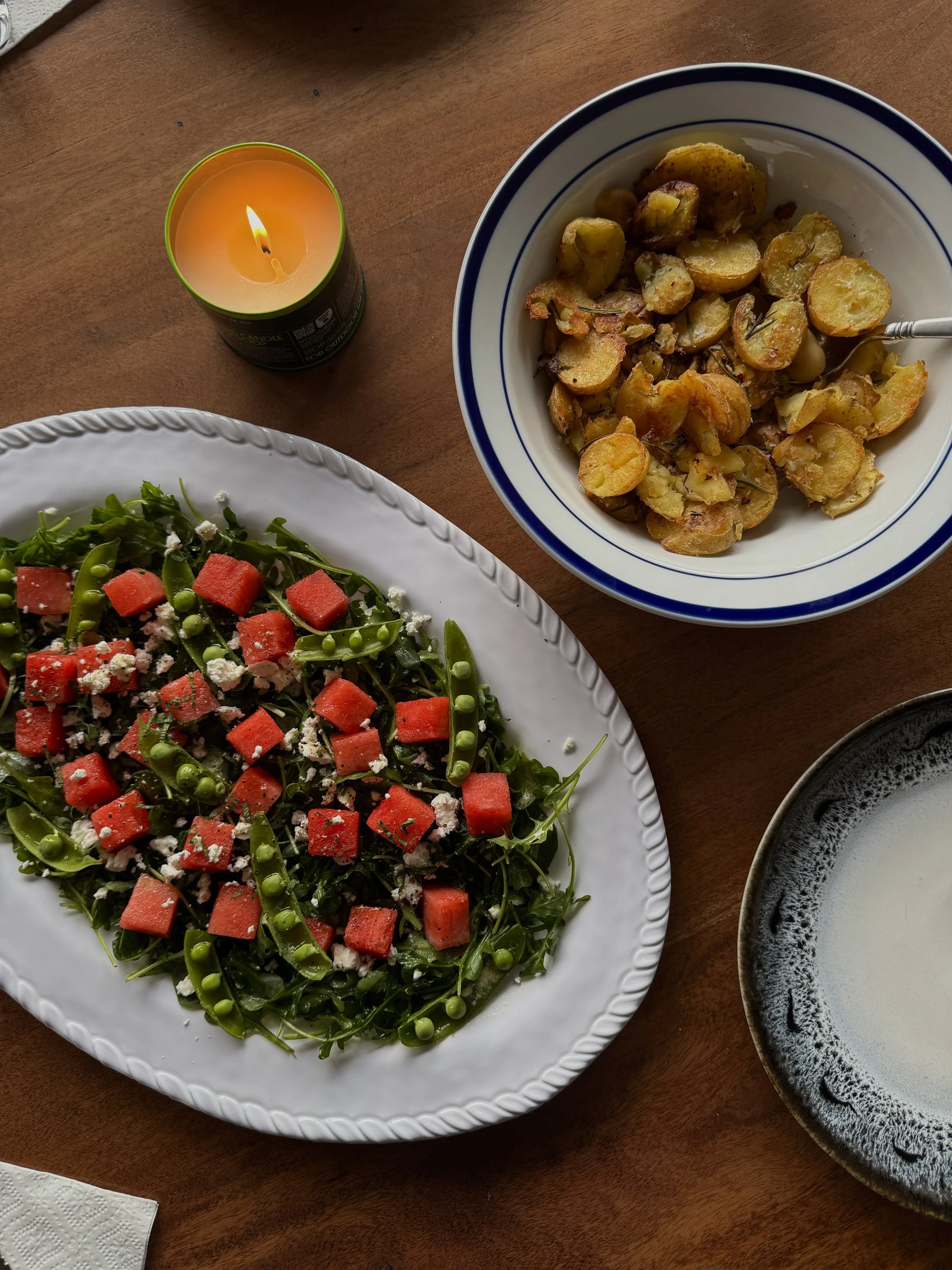 Watermelon Mint Salad + Rosemary Potatoes 