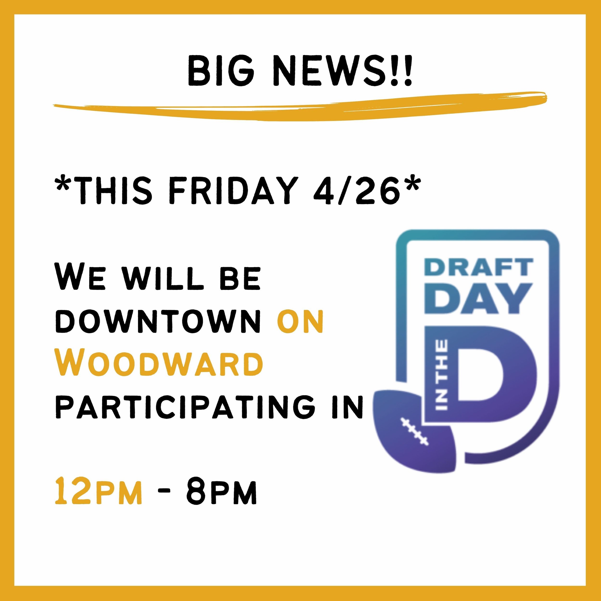 We are excited to share that we will be participating in Draft Day in the D this coming Friday! #downtownstreeteats #draftday #draftdayinthed #golions @nfldraft #pizzatruck #woodfiredpizza 

@stoolpresidente hope we run into you!