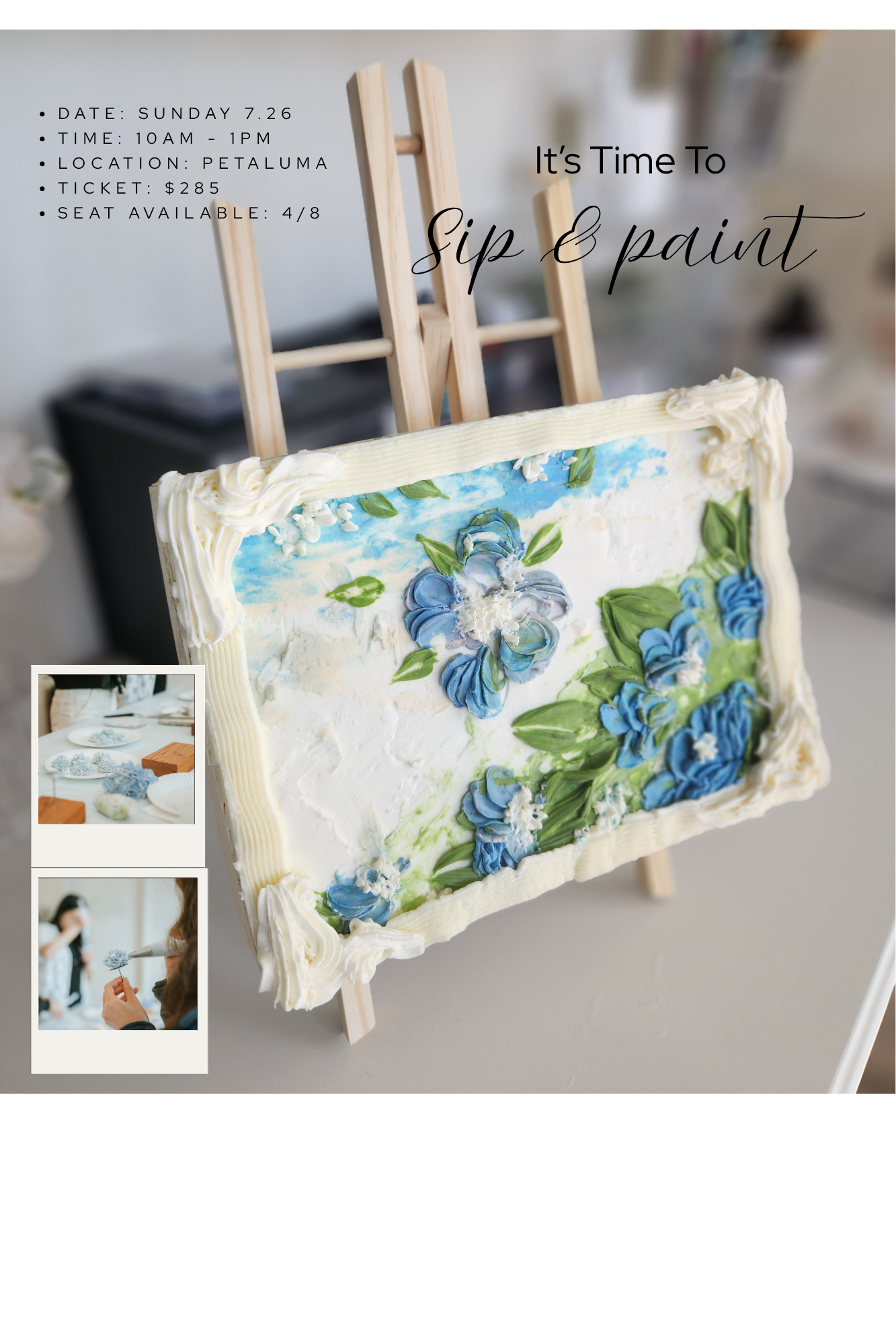 Buttercream Sip &amp; Paint Cake Decorating Workshop | Petaluma, CA