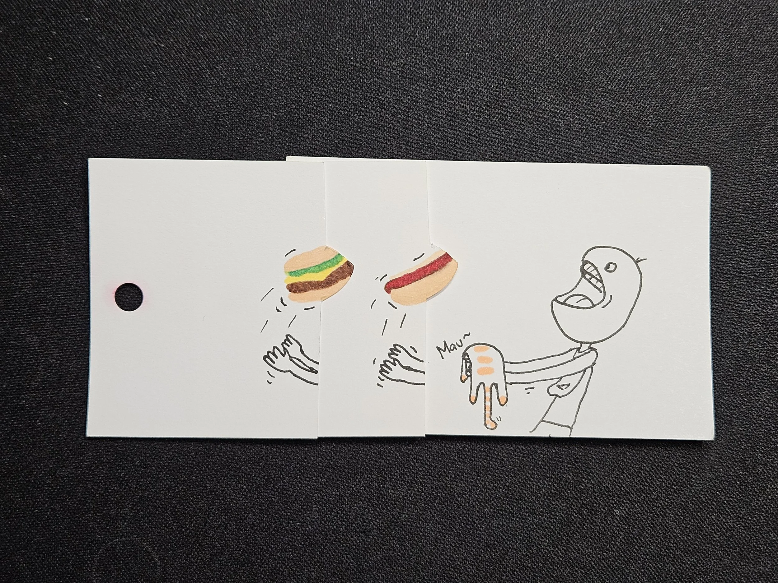 BLEED THRU 7 - the cards lined up so you would flip through and the food would change