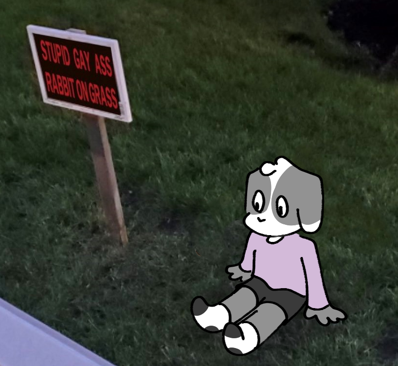 stupid gay ass rabbit on grass