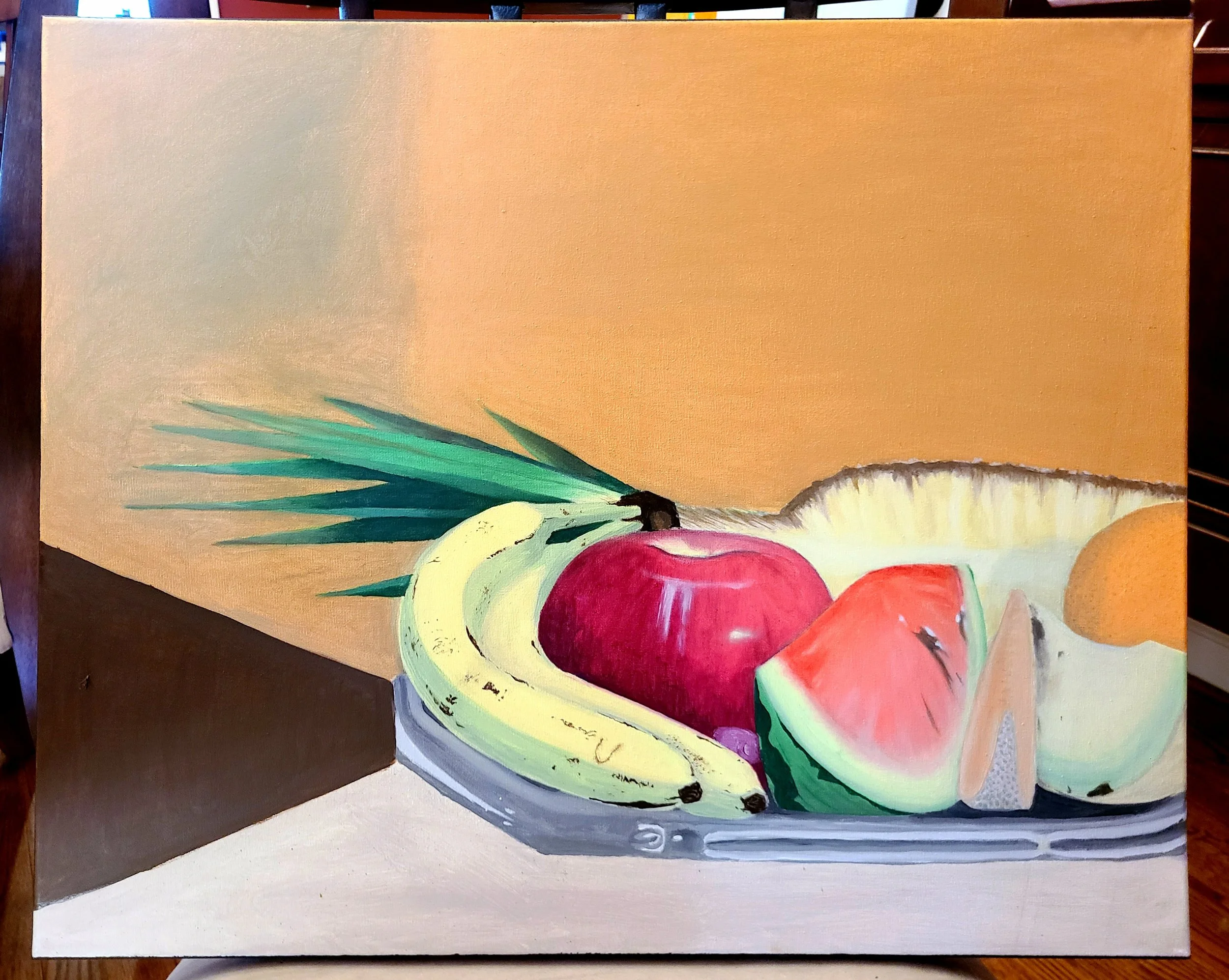 intro painting - decaying fruit still life