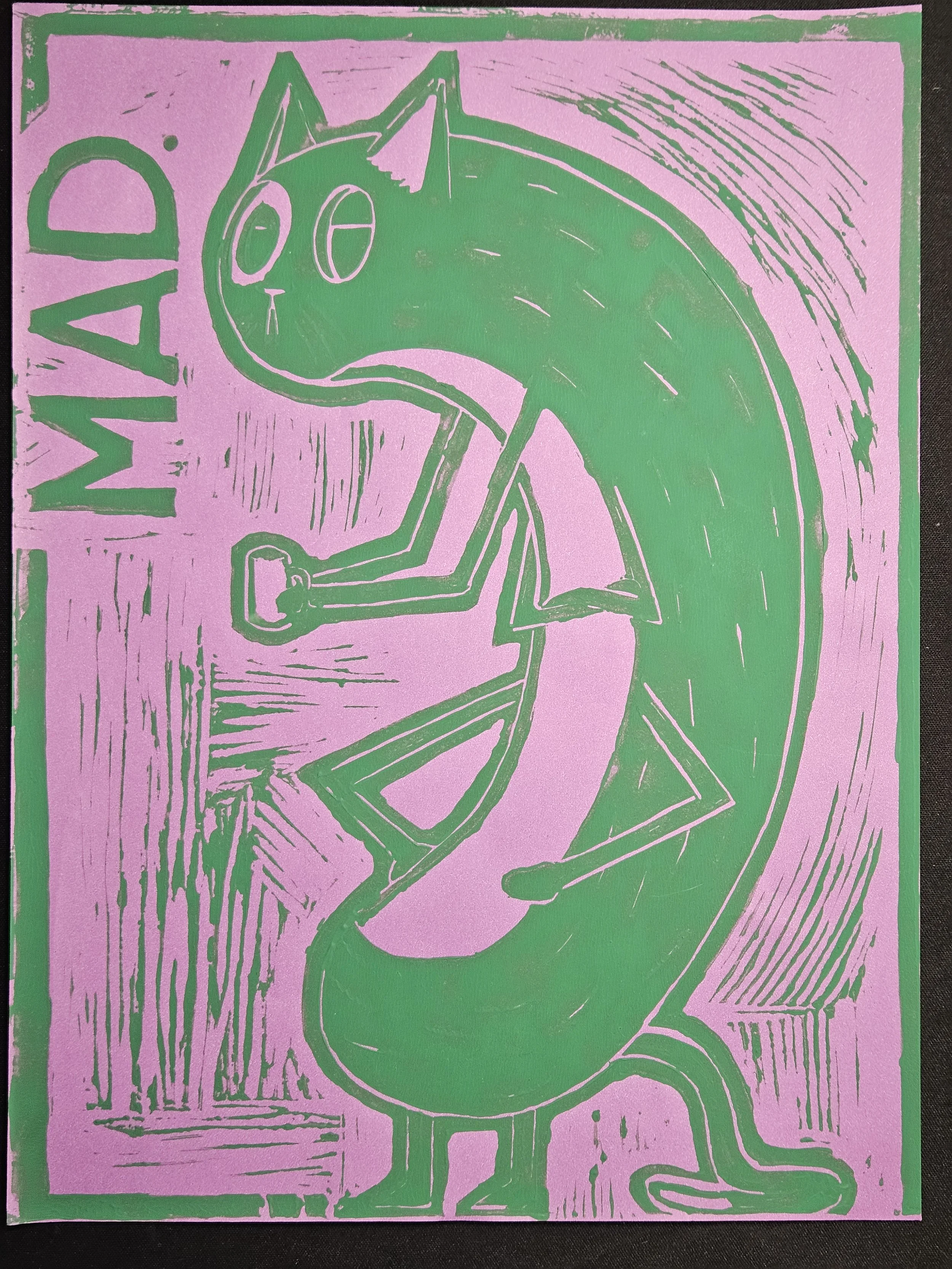 art 2 - linocut print, MAD. 2