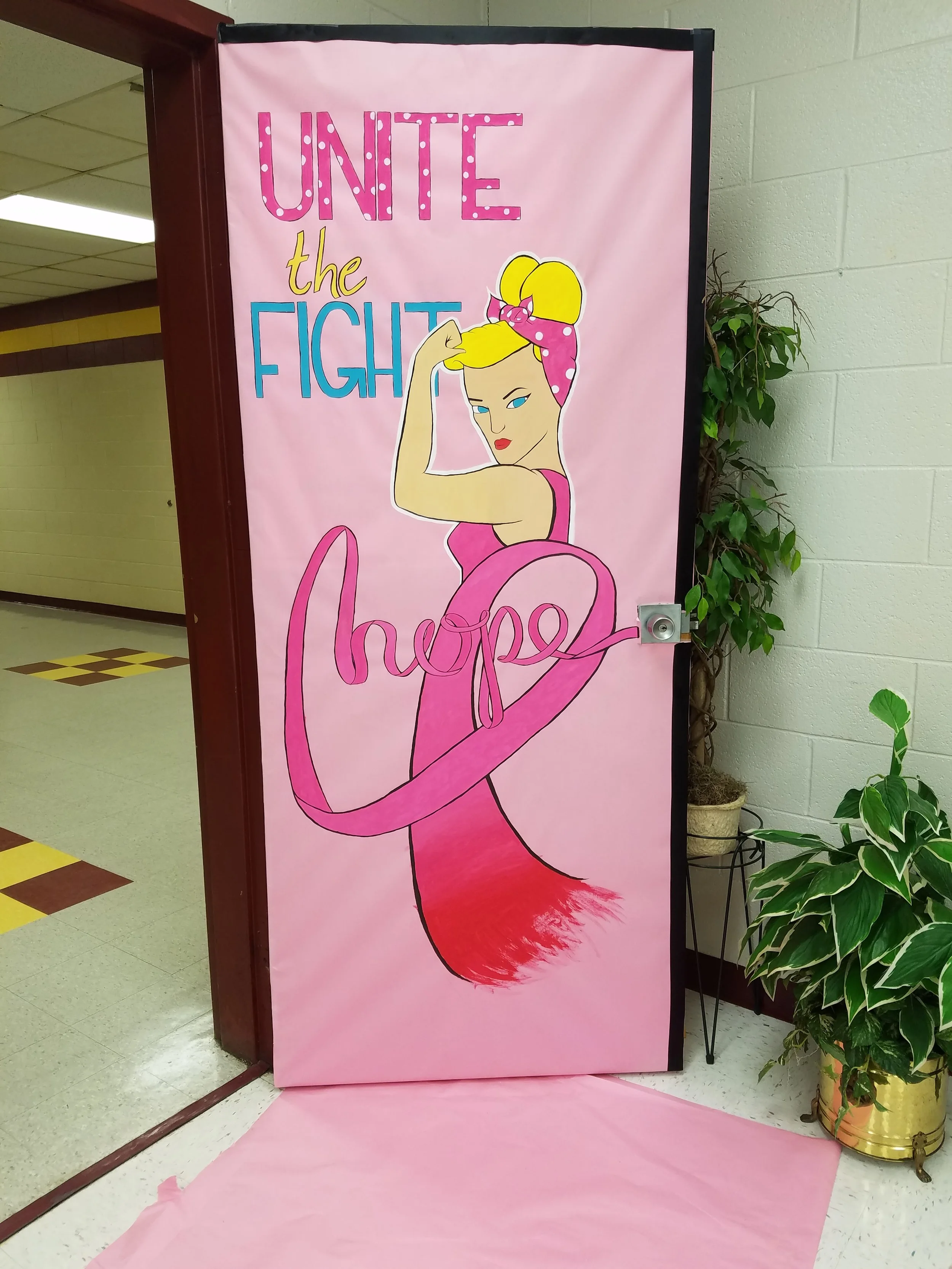 breast cancer awareness month class door i painted