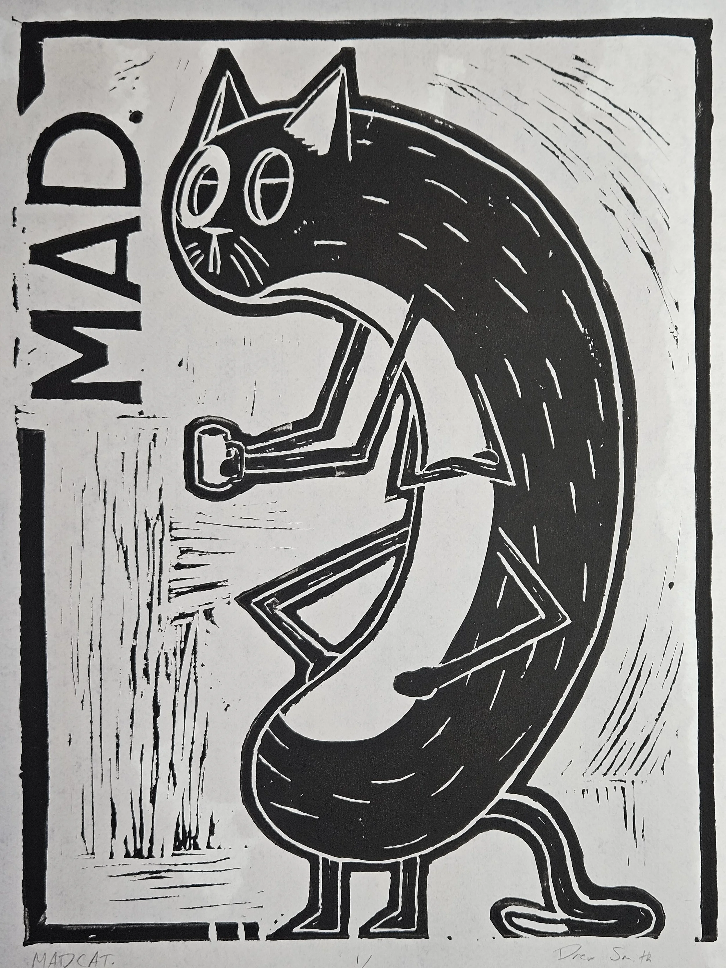 art 2 - linocut print, MAD. 1