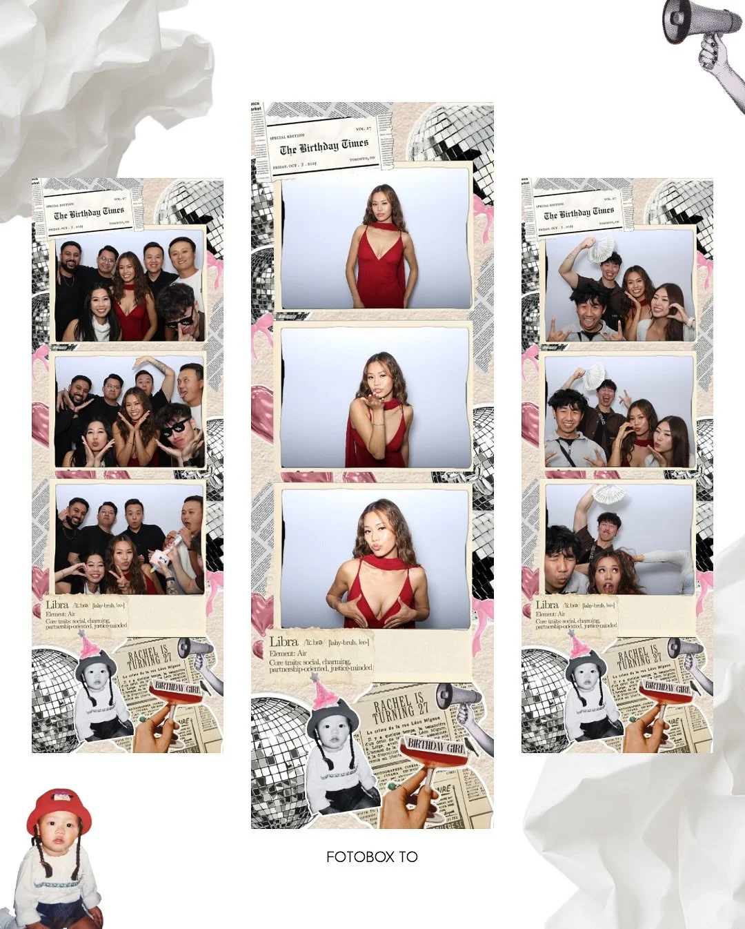 Our fav template yet!! 🎉 We had so much fun designing this one for Rachel&rsquo;s birthday 🎂. 

✨ Celebrate your big day in style and get up to $100 OFF when you book your birthday photobooth in October, November, or December!
📸 Ask us for details