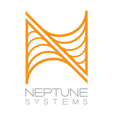 Logo of Neptune Systems featuring an orange stylized spider web and company name in gray text.