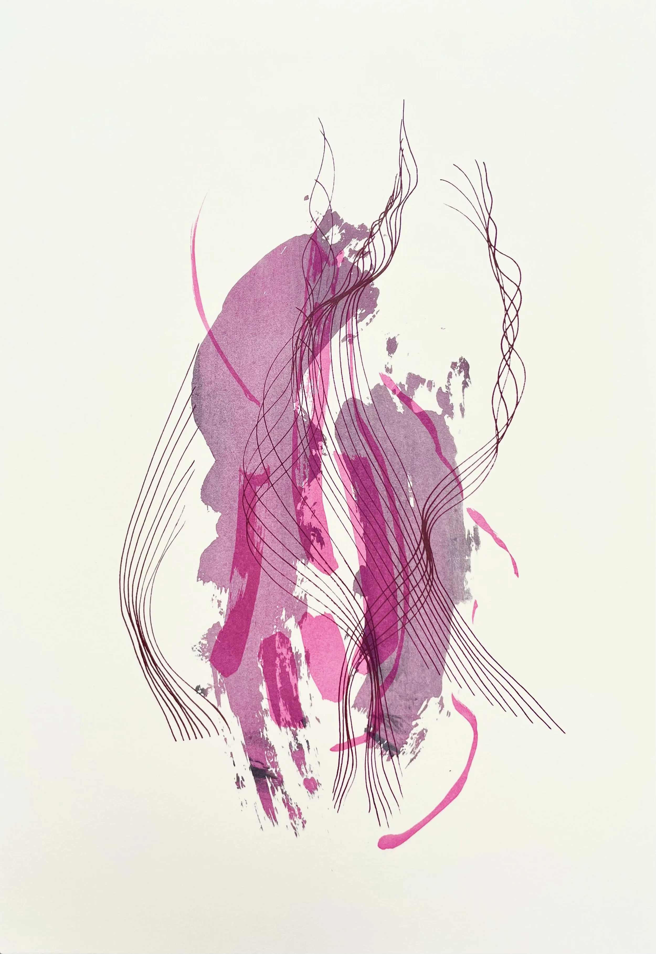 Untitled, screenprint/monoprint on paper, framed