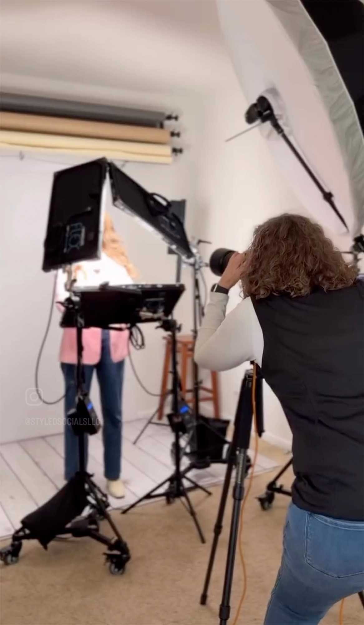 Headshot session with photographer and client.