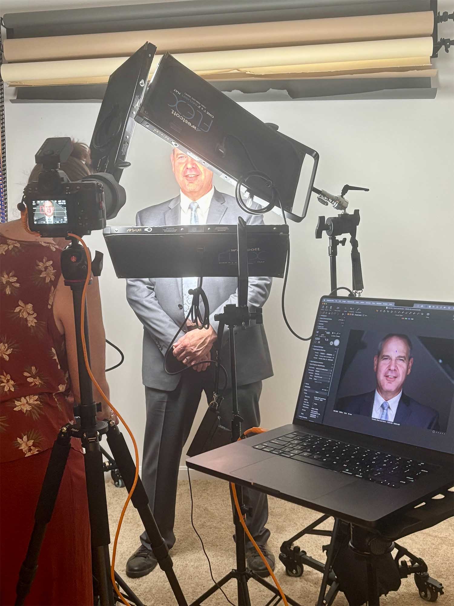 Professional headshot studio session with Deborah Heinlen Photography and client