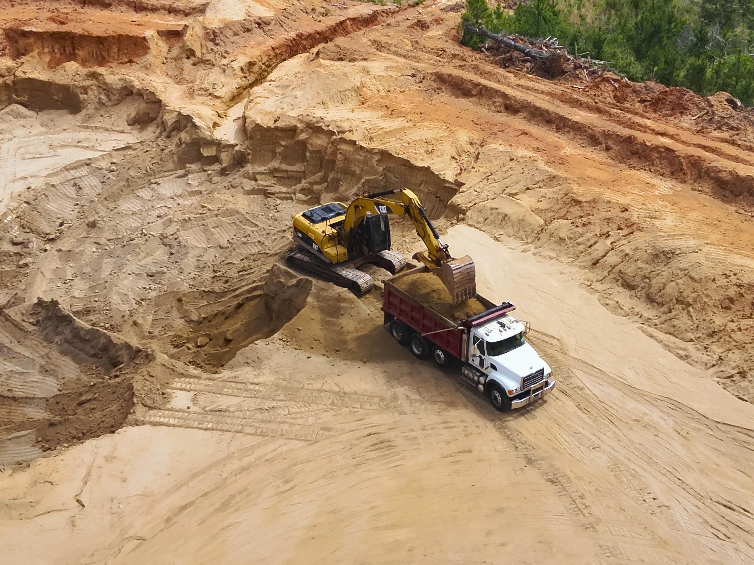 Dump truck loading process.