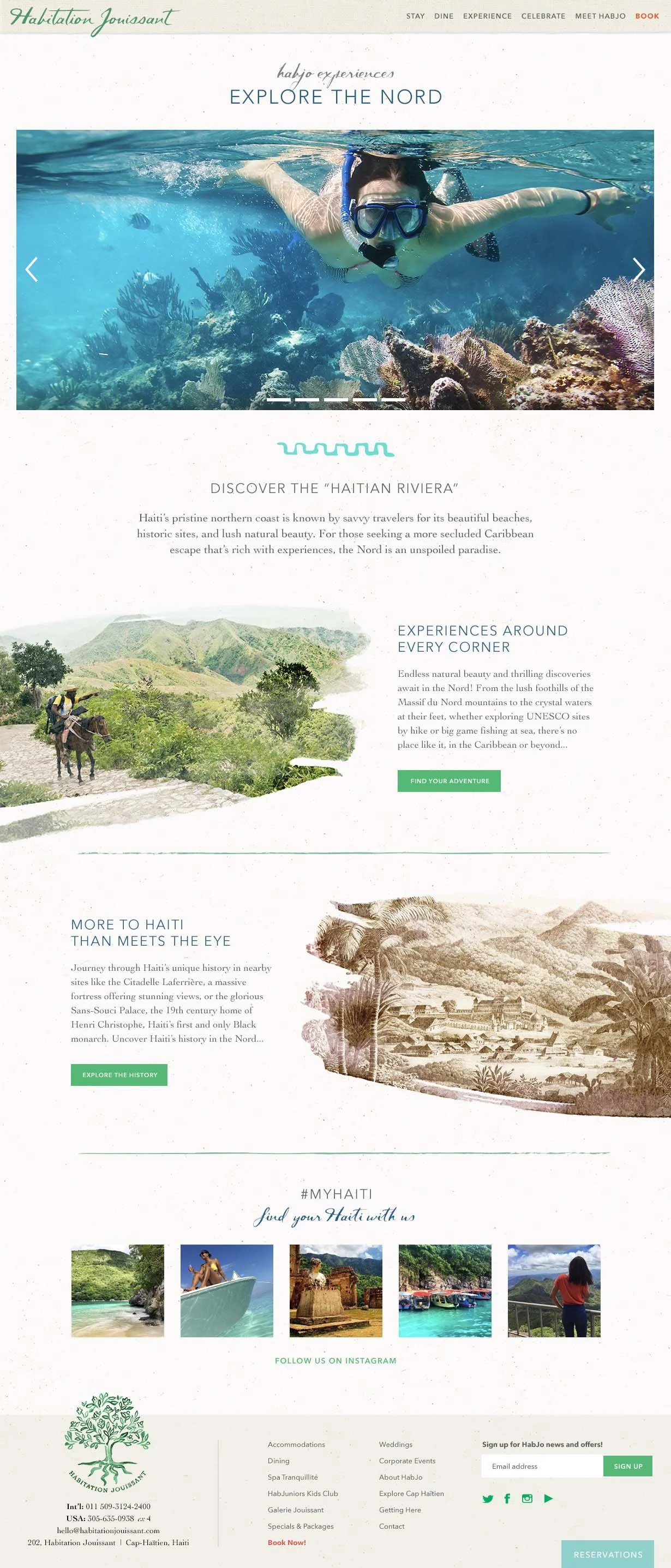 Exploration and experiences page