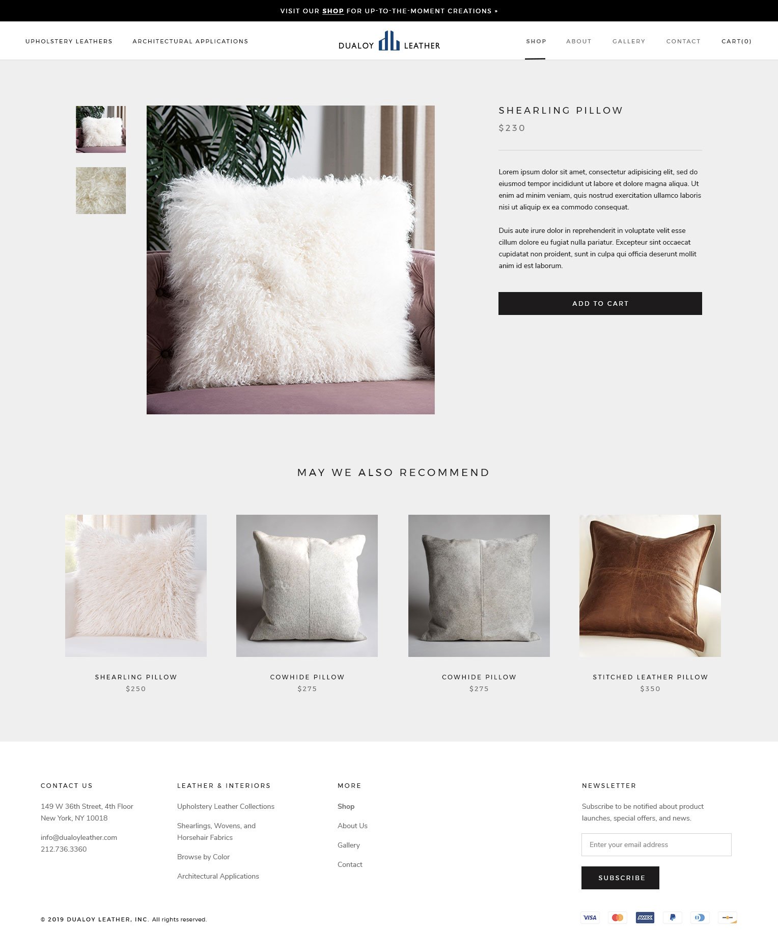 Bespoke shop - product detail page