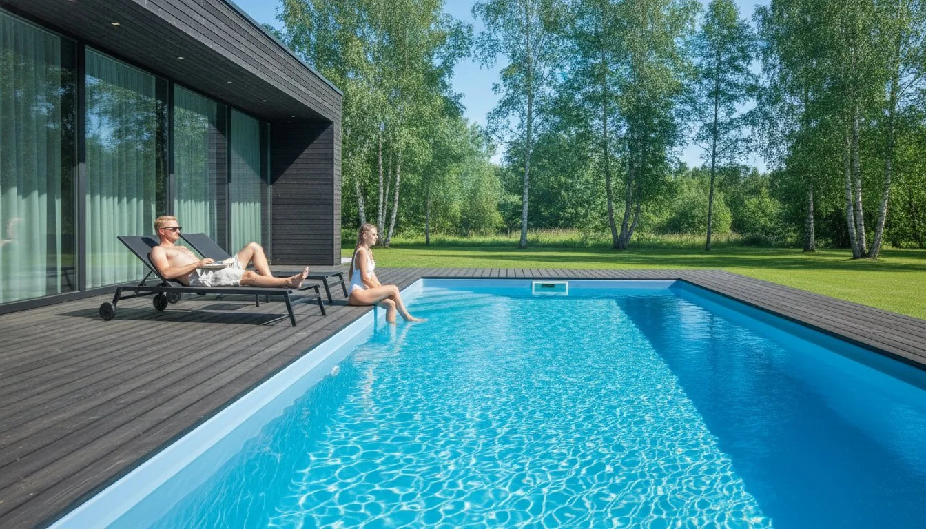 Klaasfiiber bassein 8 x 3 on kujunenud Eesti koduomanike seas eelistatuimaks valikuks, sest see pakub piisavalt ruumi aktiivseks tegevuseks, hoides samas veemahu kontrolli all.