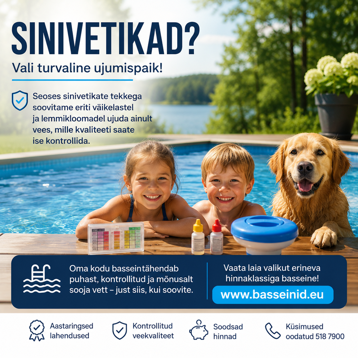 Sinivetikad Eestis 2026 – miks on oma aiabassein sel suvel kõige turvalisem valik?