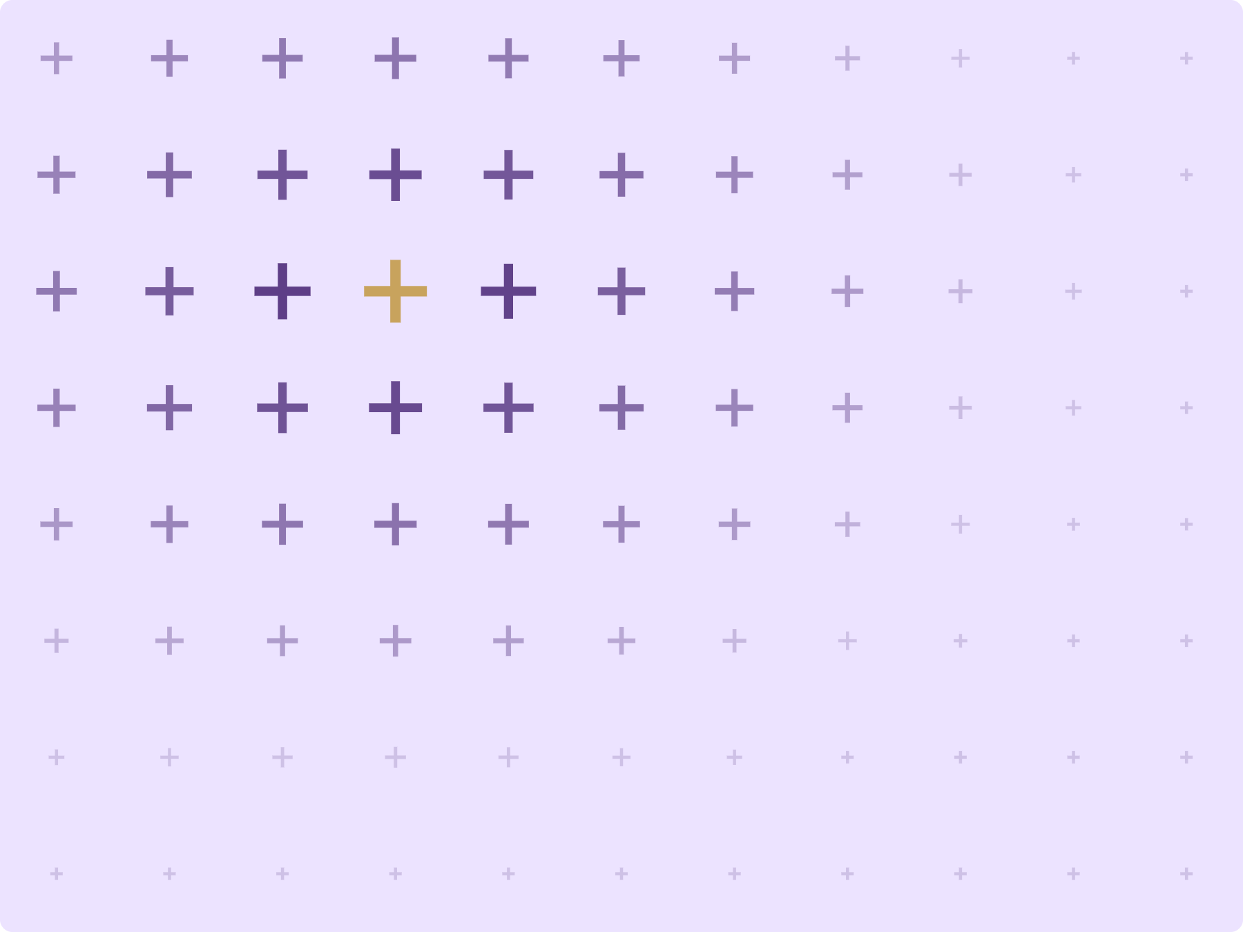 A pattern of purple plus signs on a light purple background, with one gold plus sign in the center.