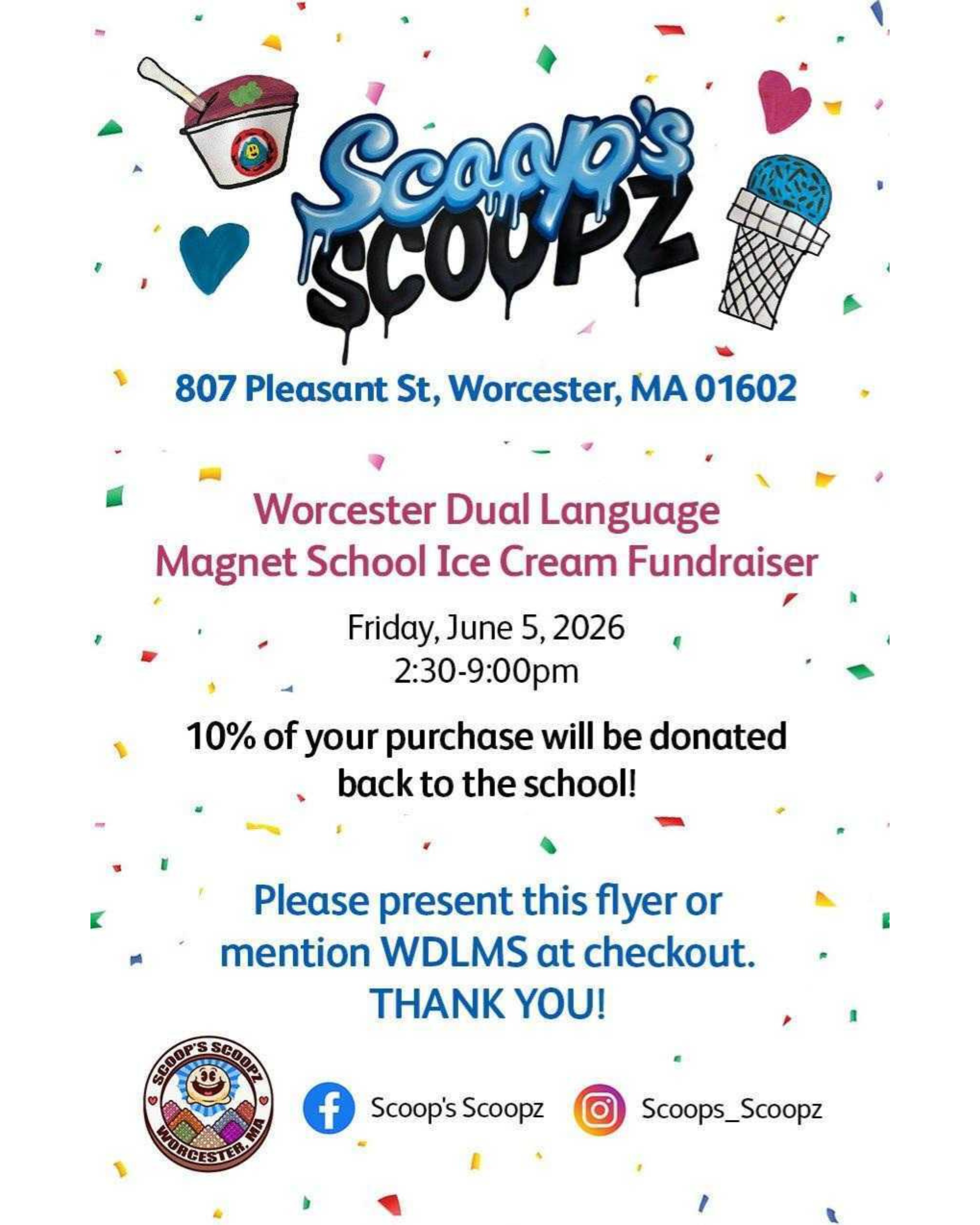 Ice Cream Fundraiser at Scoop’s Scoopz