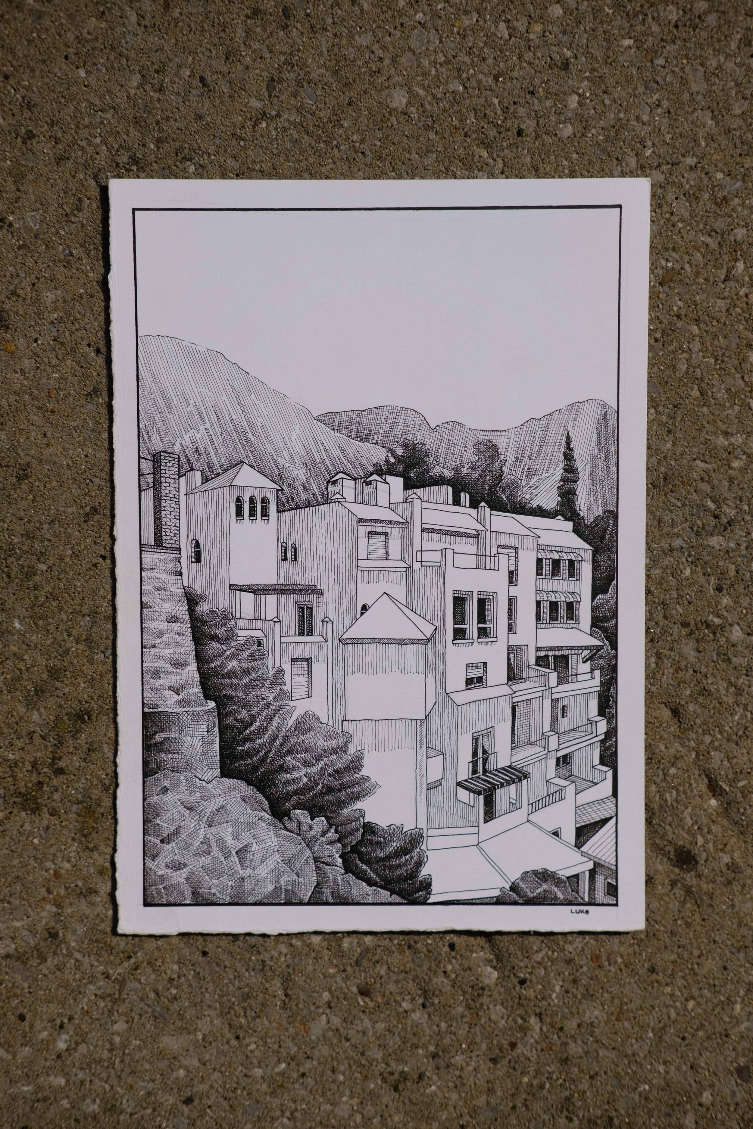 Mijas, Spain. Fineliners on Card (2023)